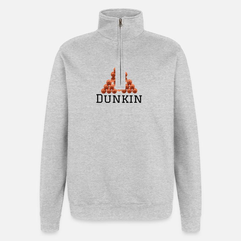 Logo pyramidal de basket-ball - Sweat à zip 1/4 - gris chiné