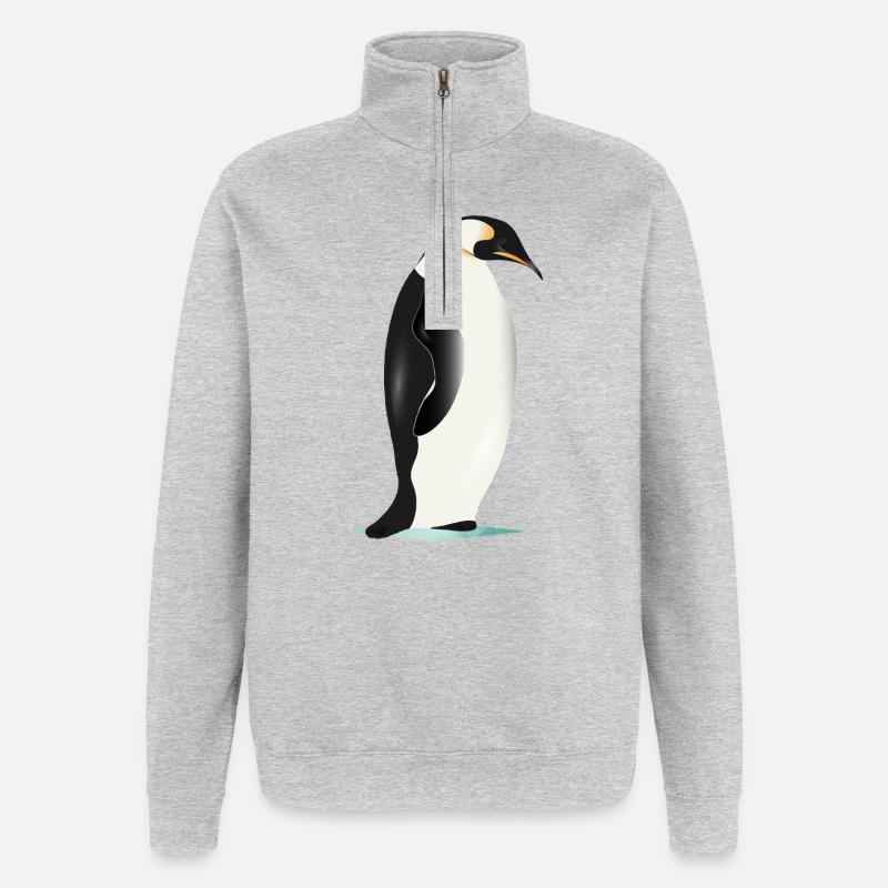 Eleganter grafischer Pinguin auf Eis - Quarter-Zip Sweatshirt - heather grey