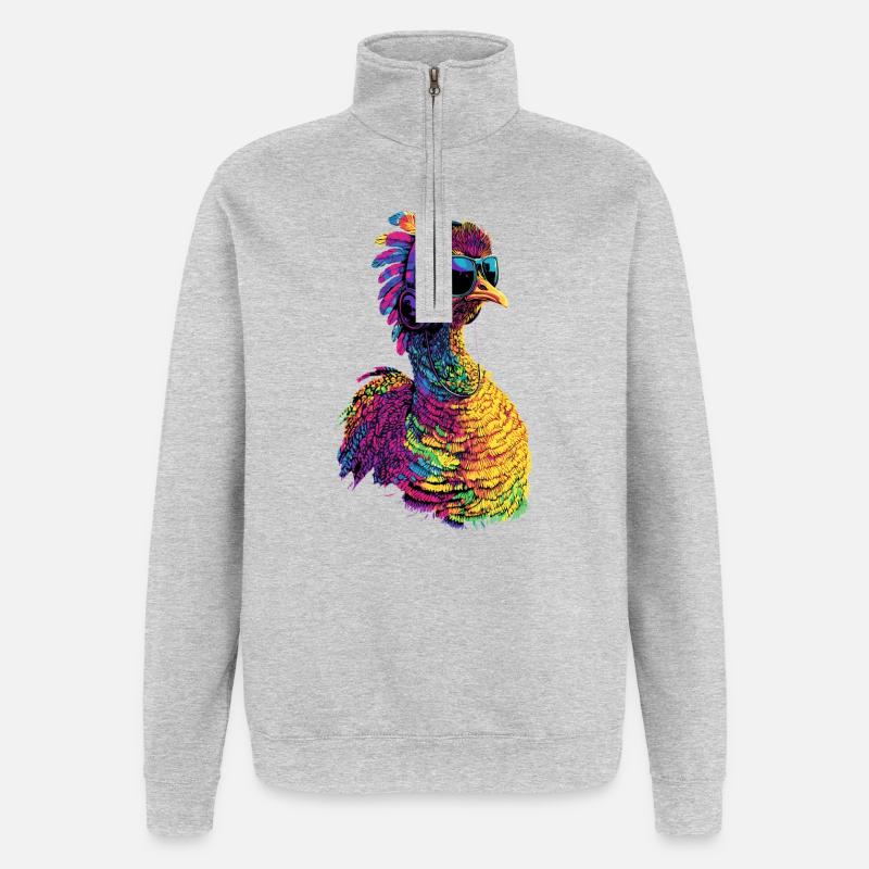 Dinde Poules Oiseaux Dinde - Sweat à zip 1/4 - gris chiné