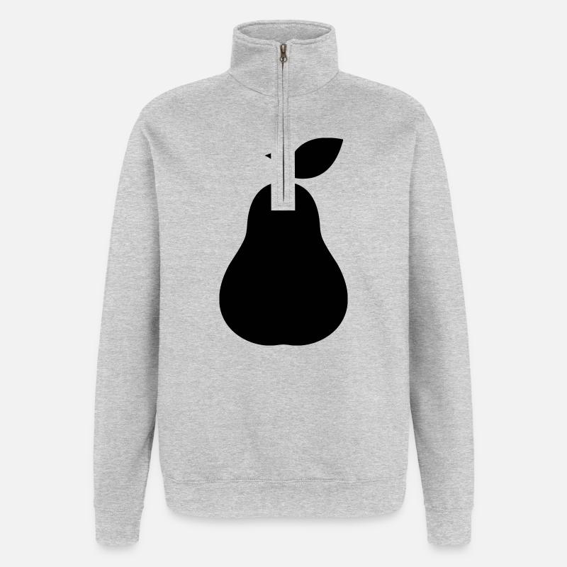 Silhouette de poire, fruit minimal - Sweat à zip 1/4 - gris chiné