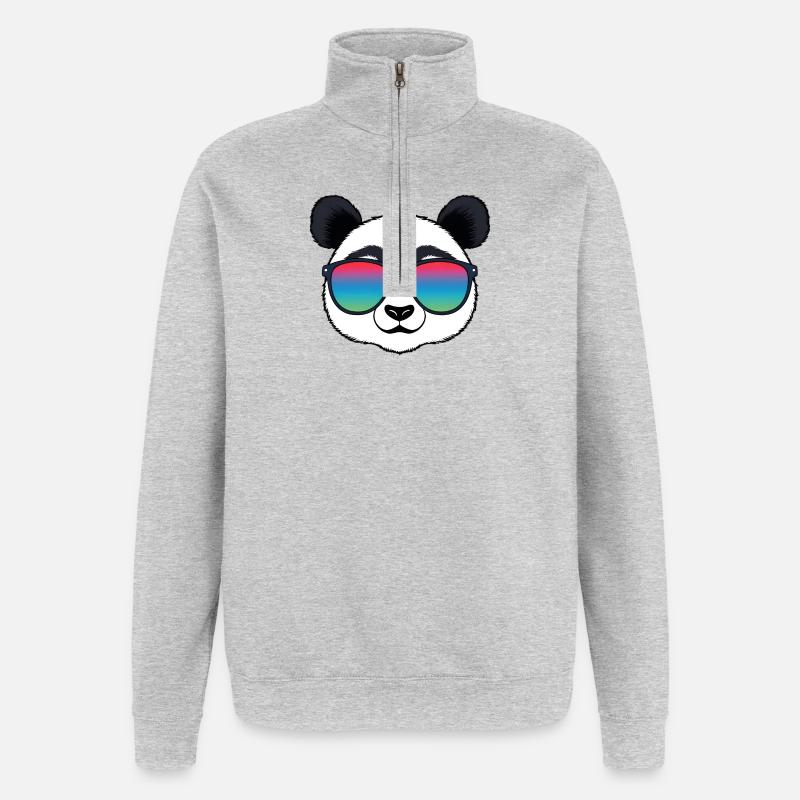 Lunettes de soleil arc-en-ciel Panda - Sweat à zip 1/4 - gris chiné