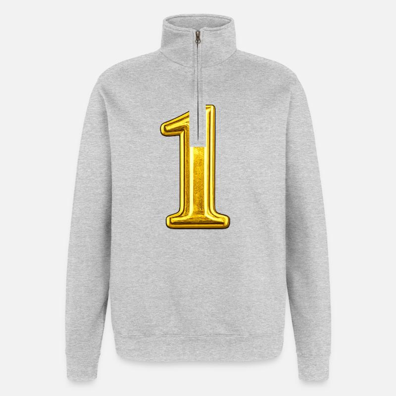 Goldene Eins Glanz - Quarter-Zip-Sweatshirt - Grau meliert