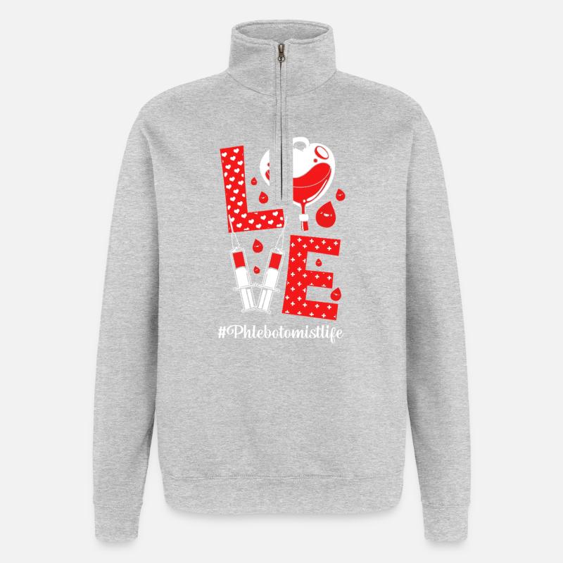 Blutspende Blut Blutspender - Quarter-Zip-Sweatshirt - Grau meliert