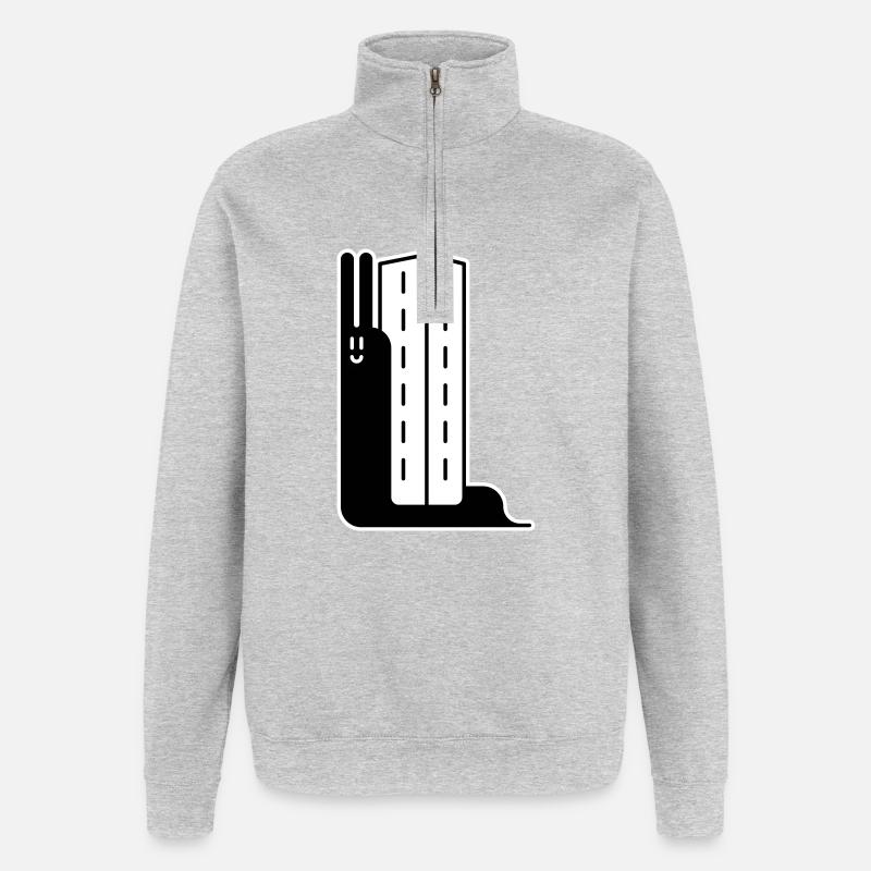 Escargot de bloc - Sweat à zip 1/4 - gris chiné