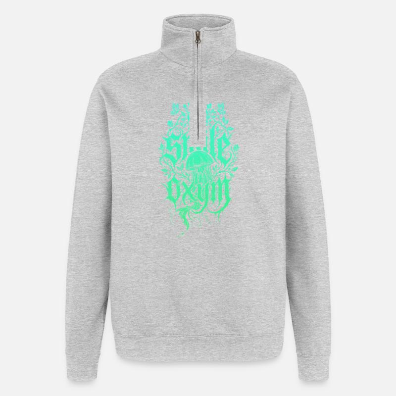 Jungle de méduses d’algues lumineuses - Sweat à zip 1/4 - gris chiné