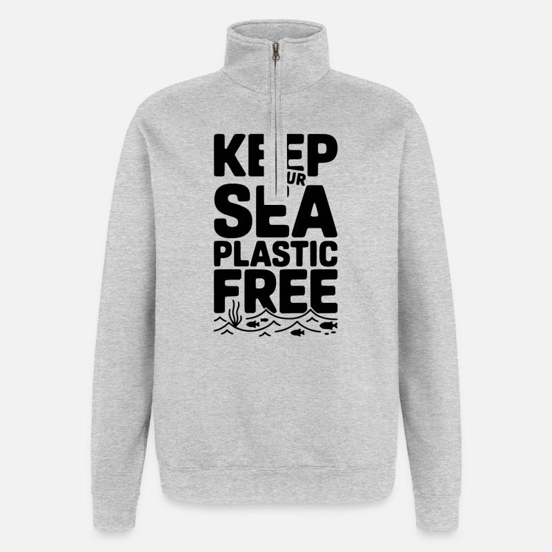 Keep Our Sea Plastic Free - Quarter-Zip Sweatshirt - heather grey