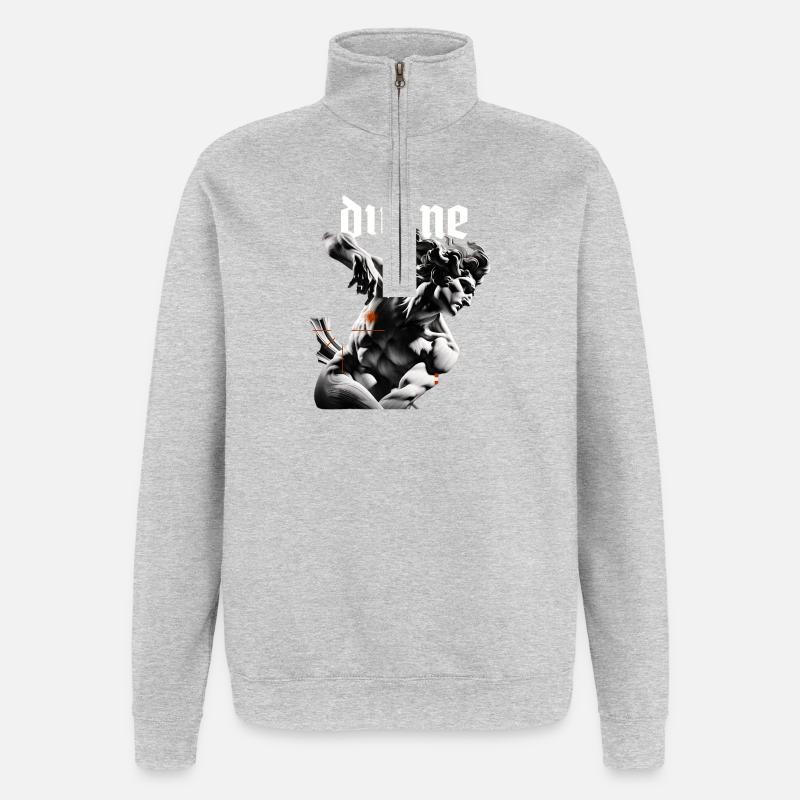 Divine Sculpture Noir - Sweat à zip 1/4 - gris chiné