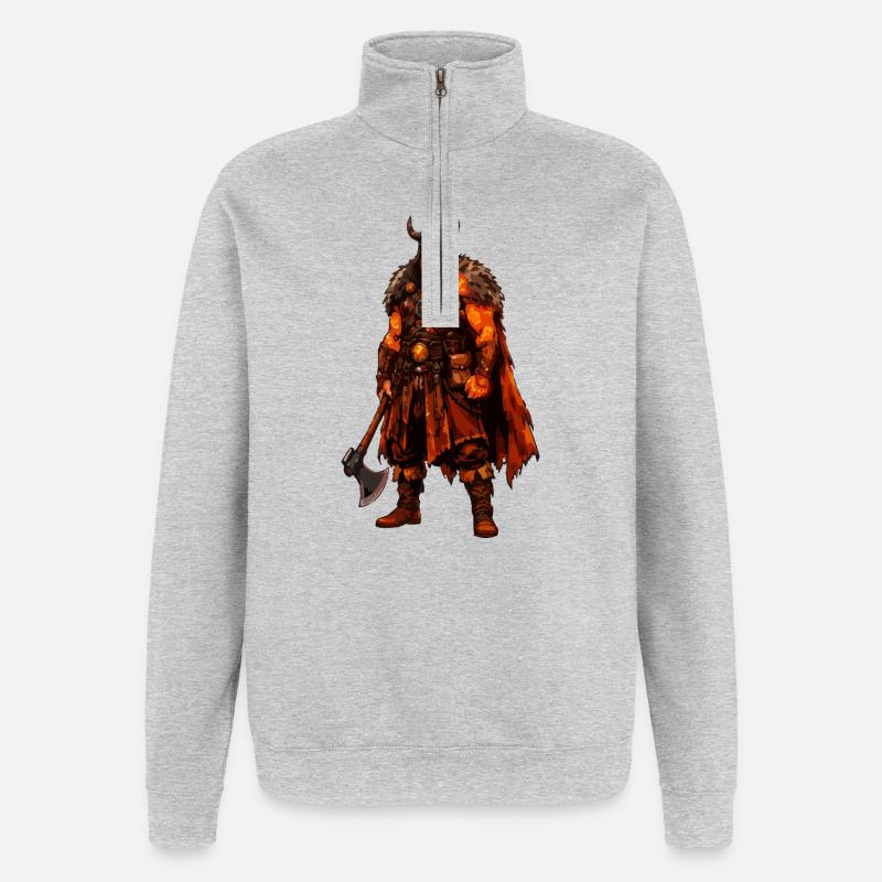 Wikinger Krieger - Quarter-Zip-Sweatshirt - Grau meliert