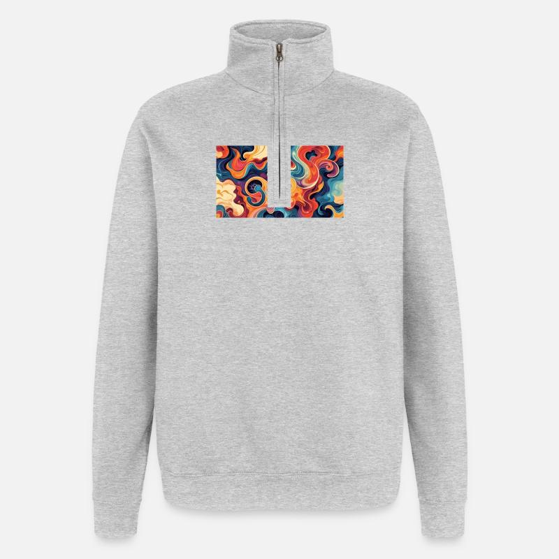 Lebendige, fließende, abstrakte Kunstwerke - Quarter-Zip-Sweatshirt - Grau meliert