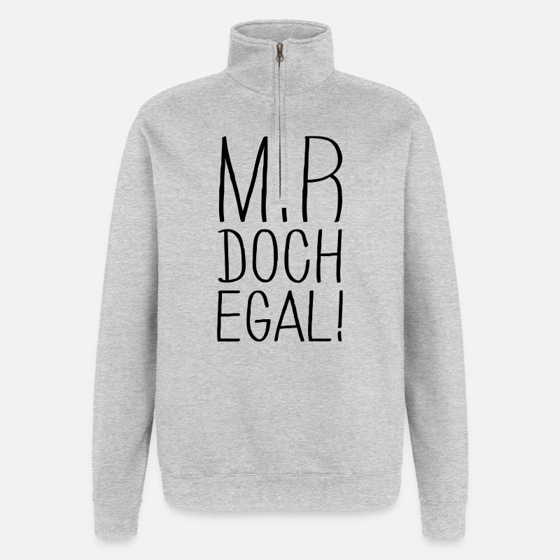 mir doch egal - Quarter-Zip-Sweatshirt - Grau meliert