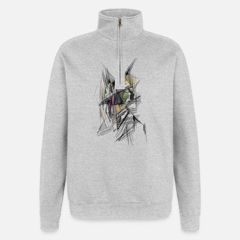 face - Sweat à zip 1/4 - gris chiné