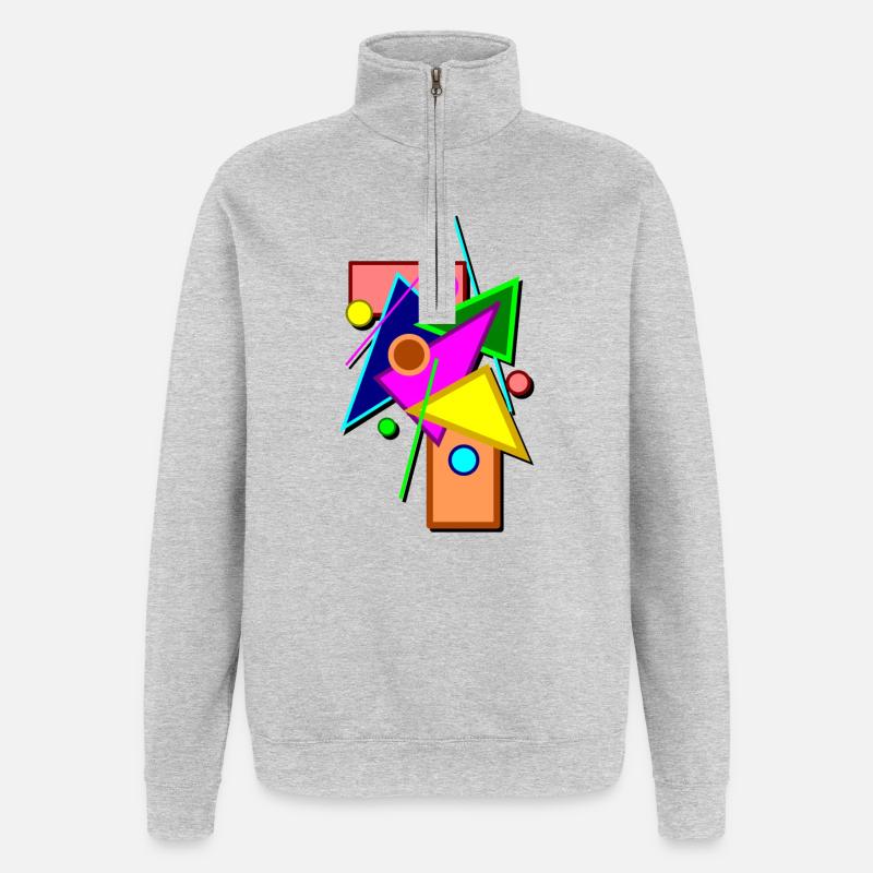 Geometrie - Quarter-Zip-Sweatshirt - Grau meliert