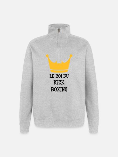 Kickboxing / Kick-Boxeur / Kick Boxing / - Sweat à zip 1/4 - gris chiné