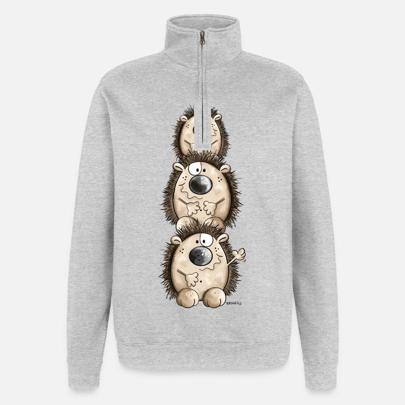 Funny Hedgehogs - Quarter-Zip Sweatshirt - heather grey