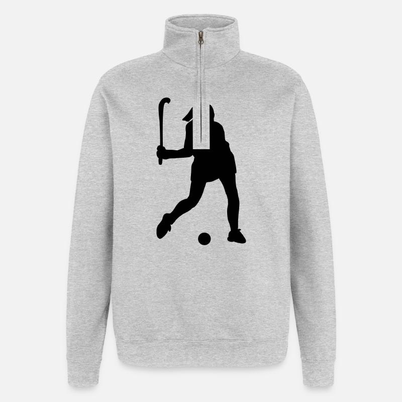 Image d’ombre d’un joueur de hockey - Sweat à zip 1/4 - gris chiné