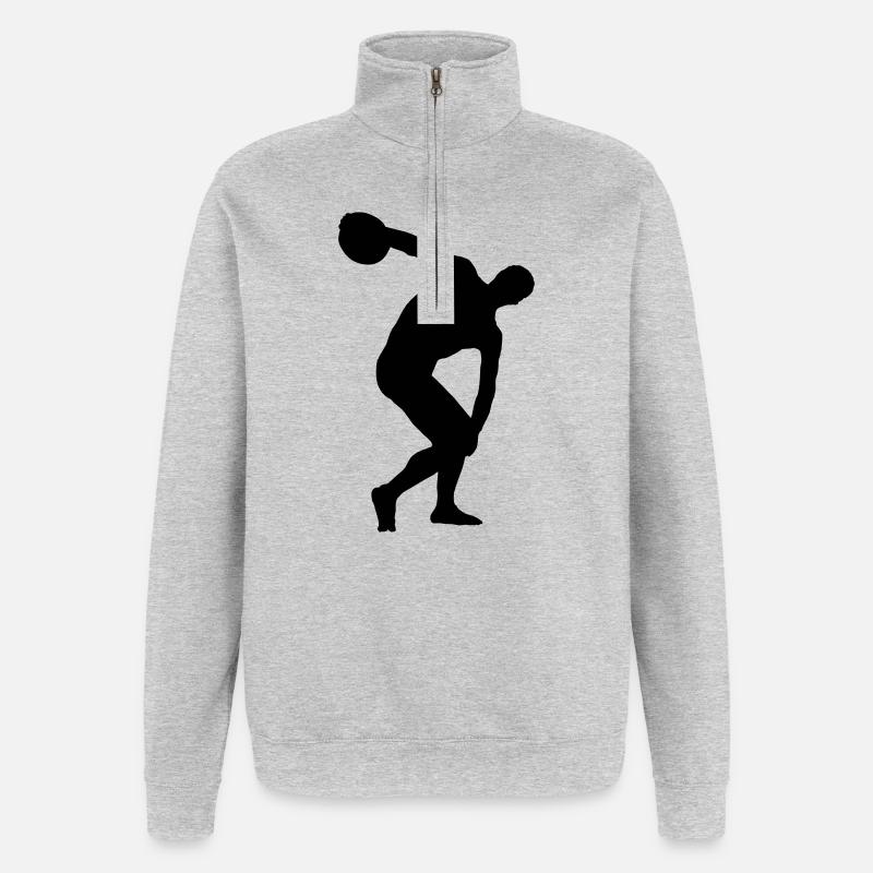 Diskuswerfen - Quarter-Zip-Sweatshirt - Grau meliert