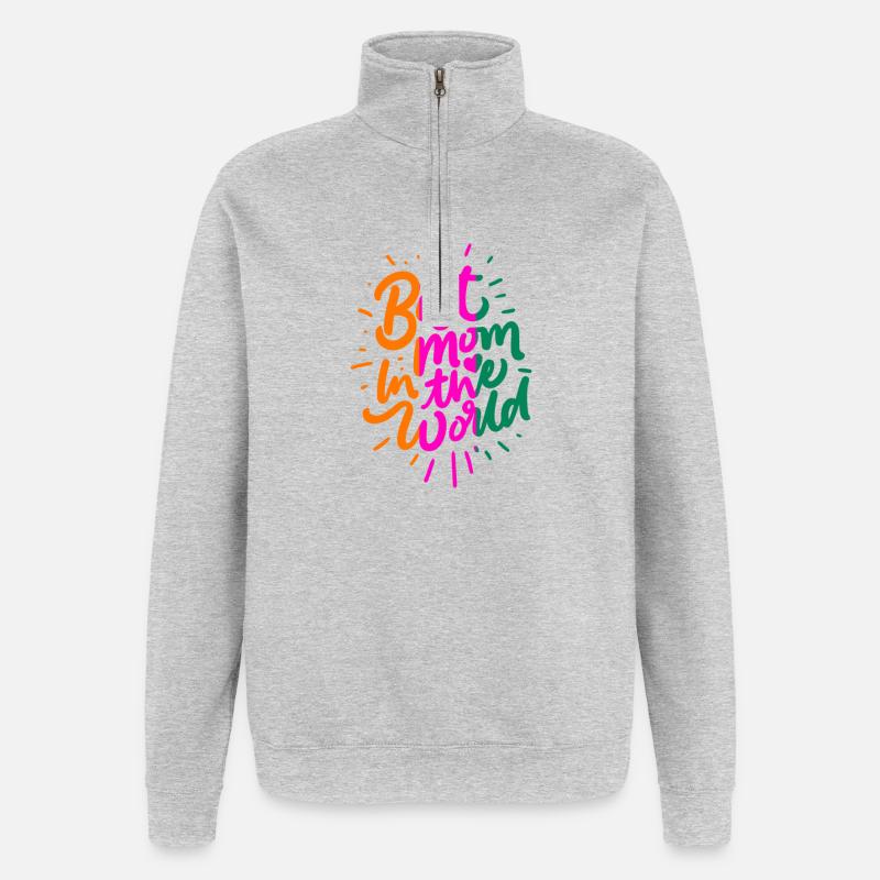 Beste Mutter der Welt - Quarter-Zip-Sweatshirt - Grau meliert