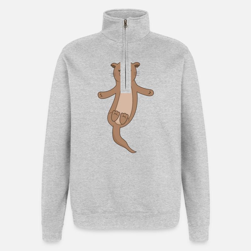 Otter - Sweat à zip 1/4 - gris chiné