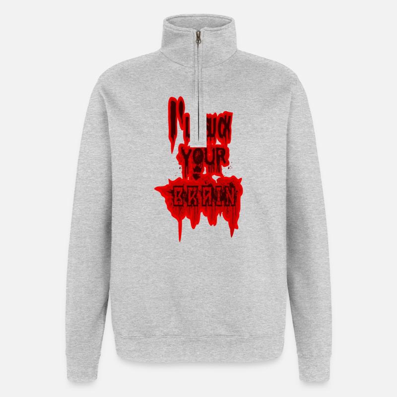 zombie - Sweat à zip 1/4 - gris chiné