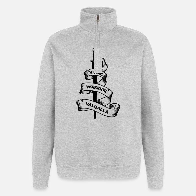 Bannière du drapeau viking - Sweat à zip 1/4 - gris chiné