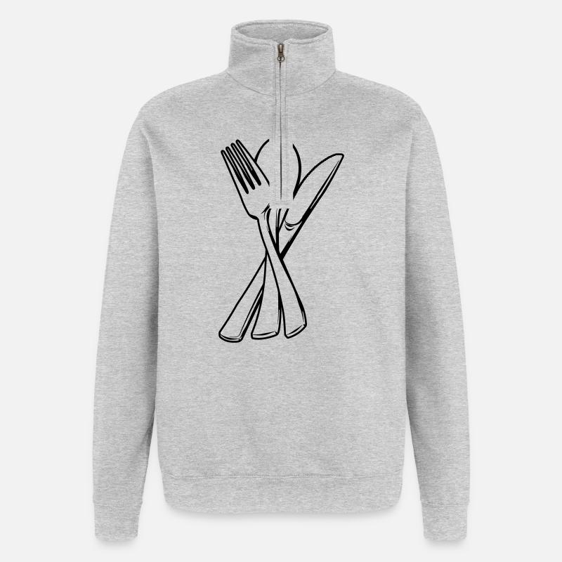Messer, Gabel und Löffel transparent - Quarter-Zip-Sweatshirt - Grau meliert