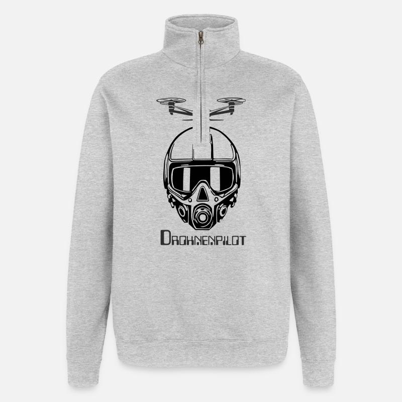 Drohnen-Pilot Kamera im Flug - Quarter-Zip-Sweatshirt - Grau meliert