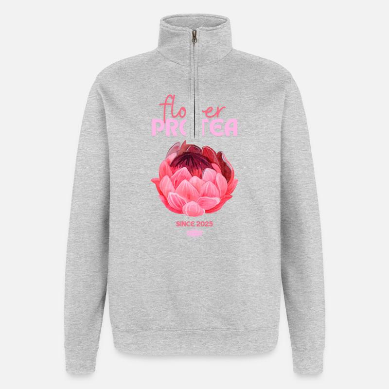 Protea Protea Blüte Proteas Rosa Blüten - Quarter-Zip-Sweatshirt - Grau meliert
