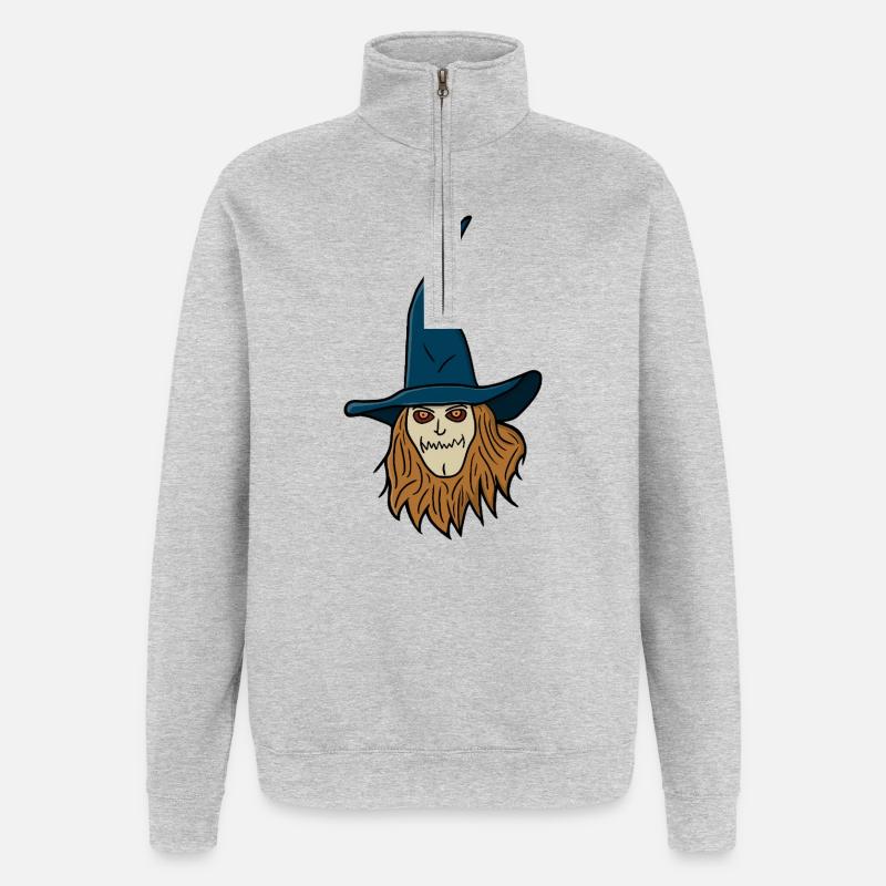 Vogelscheuche Hexe - Quarter-Zip-Sweatshirt - Grau meliert