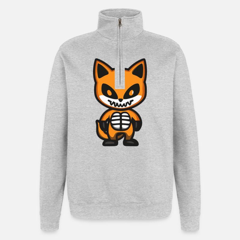 Fuchs Halloween Zombie - Quarter-Zip-Sweatshirt - Grau meliert
