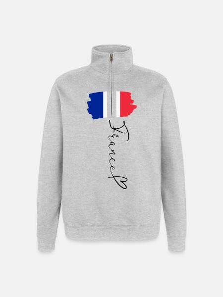 Flag France Regional Pride National Identity - Quarter-Zip Sweatshirt - heather grey