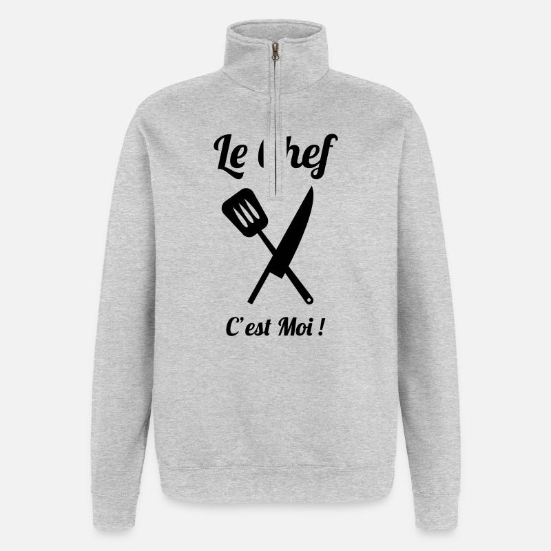 Der Küchenchef bin ich - Quarter-Zip-Sweatshirt - Grau meliert