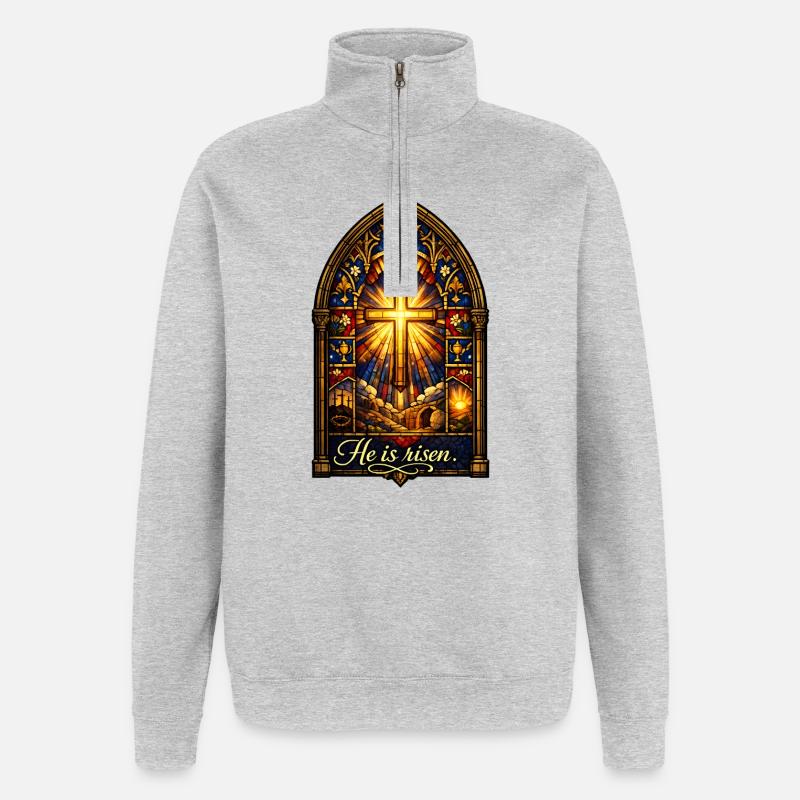 He is Risen Easter Jesus - Quarter-Zip Sweatshirt - heather grey