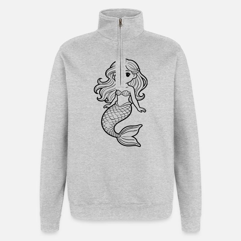 sirène - Sweat à zip 1/4 - gris chiné