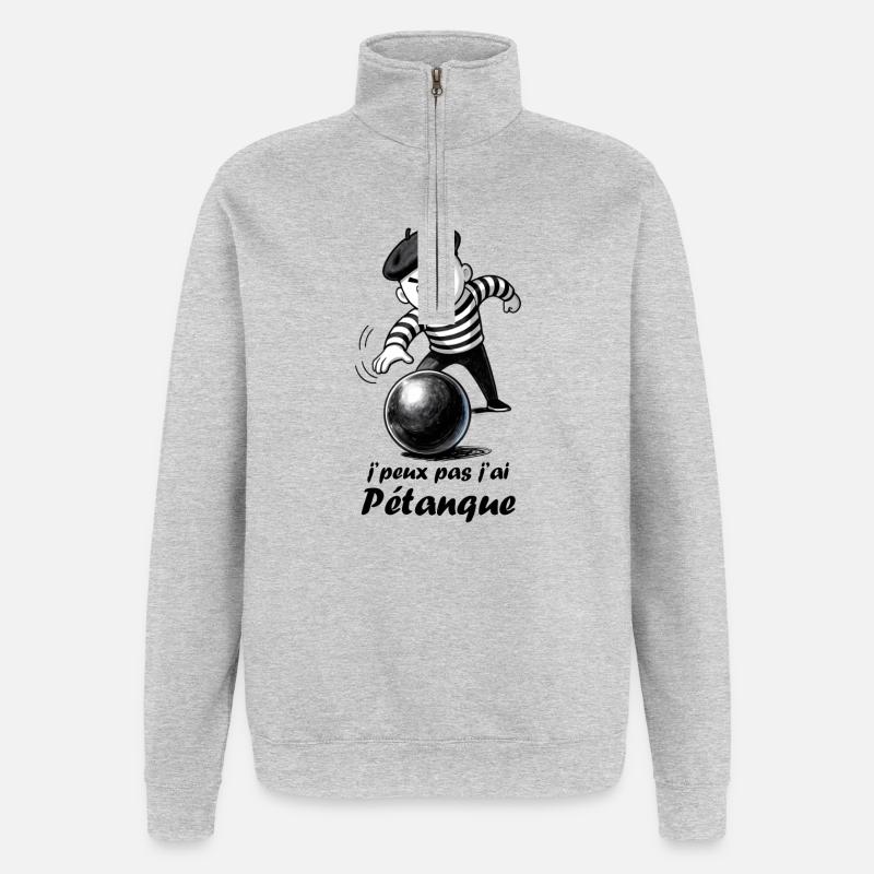 J'peux pas j'ai pétanque - Sweat à zip 1/4 - gris chiné