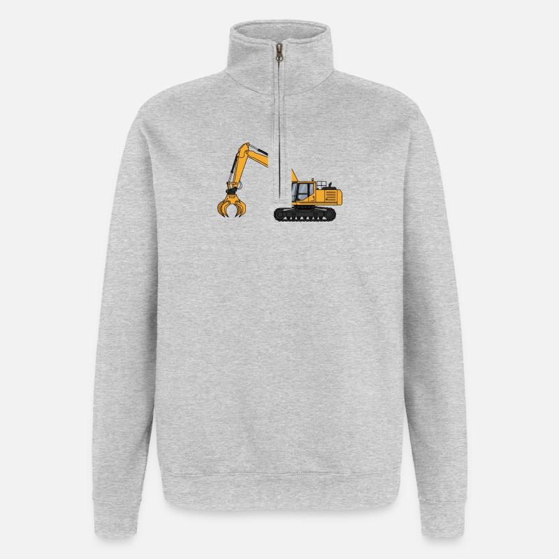 Bagger Baggerfahrer Baustelle  - Quarter-Zip-Sweatshirt - Grau meliert