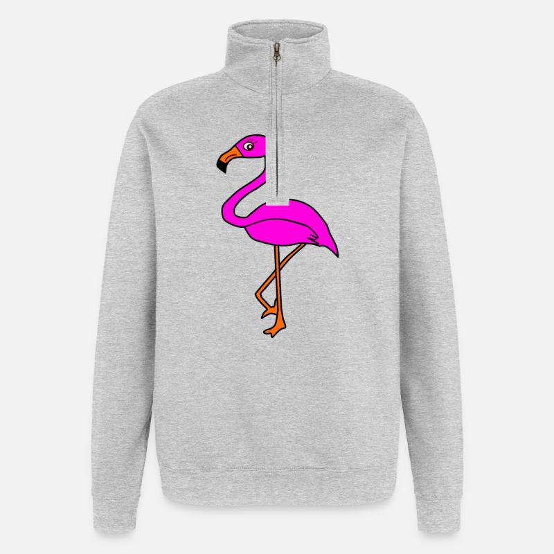 Flamingos Vogel Vögelchen Tiere Geschenk - Quarter-Zip-Sweatshirt - Grau meliert