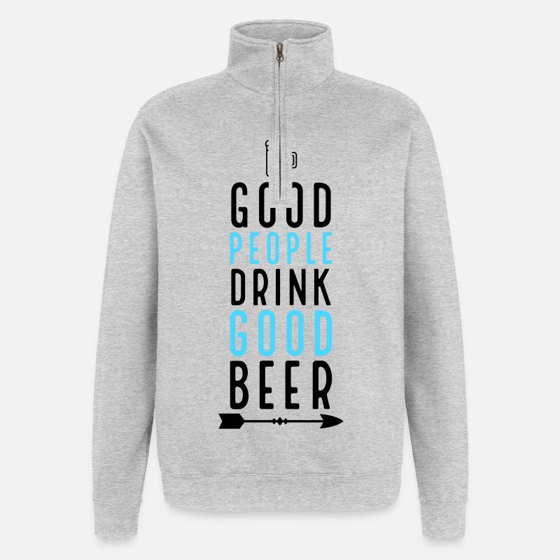 Bier - Quarter-Zip-Sweatshirt - Grau meliert