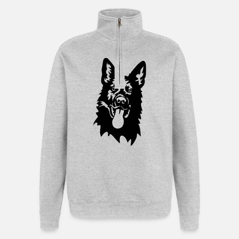Deutscher Schäferhund Kopf - Quarter-Zip-Sweatshirt - Grau meliert