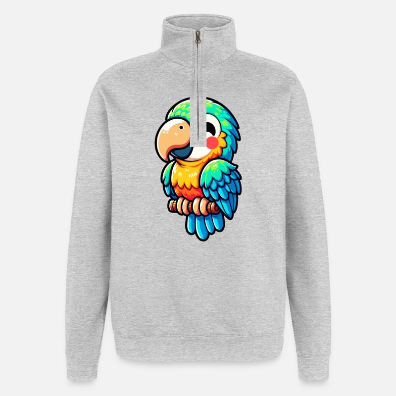 Papagei - Quarter-Zip-Sweatshirt - Grau meliert