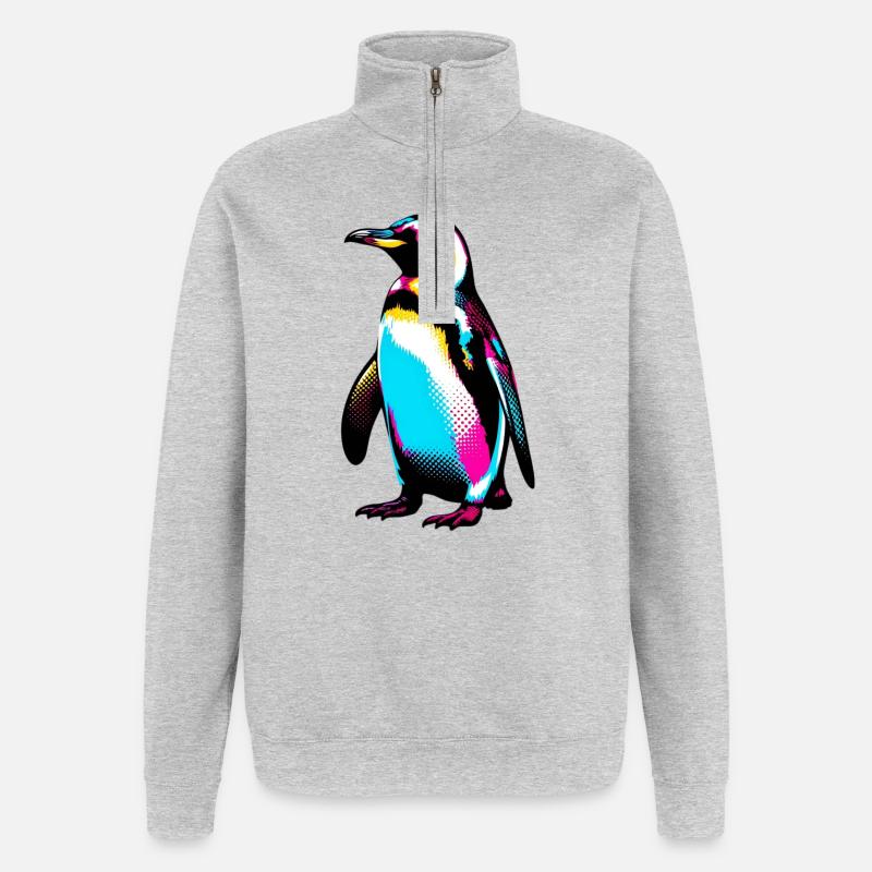 Pingouin - Sweat à zip 1/4 - gris chiné