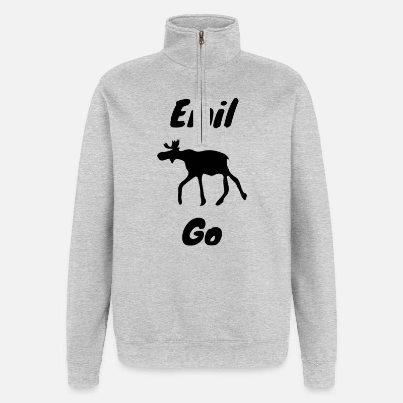 Emil der Elch - Quarter-Zip-Sweatshirt - Grau meliert