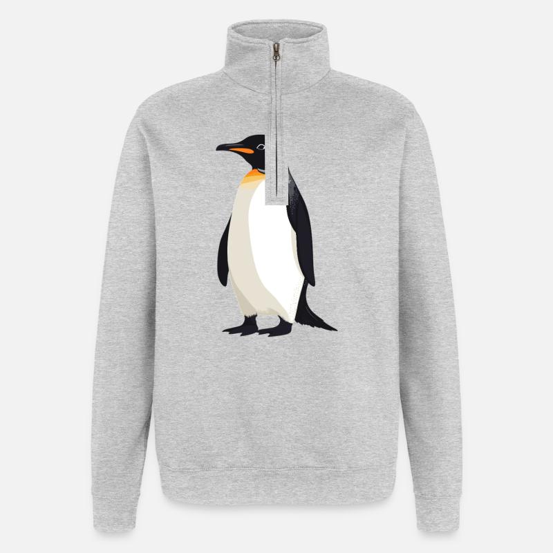 Pingouins Pingouin - Sweat à zip 1/4 - gris chiné