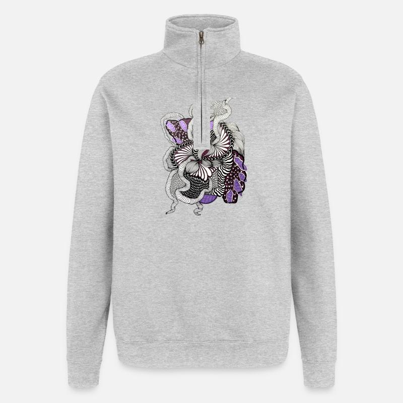 Op Art Purple Spiral Pattern - Quarter-Zip Sweatshirt - heather grey