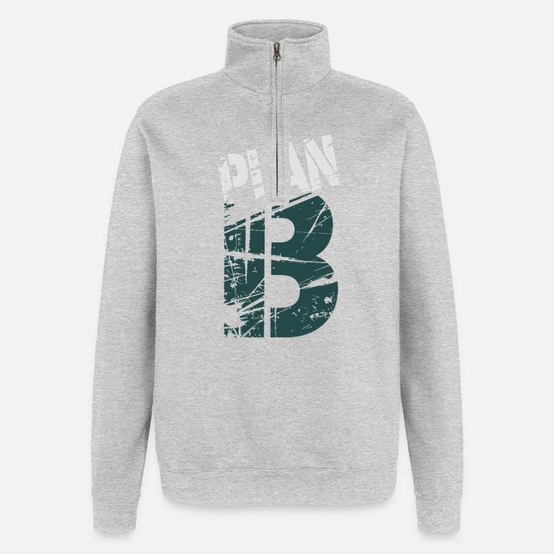 Grunge 13 Numerisches Glyph - Quarter-Zip-Sweatshirt - Grau meliert