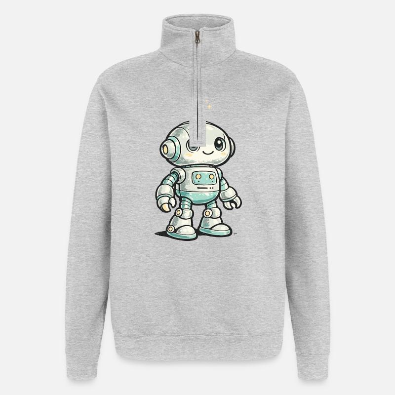 Petit robot spatial - Sweat à zip 1/4 - gris chiné