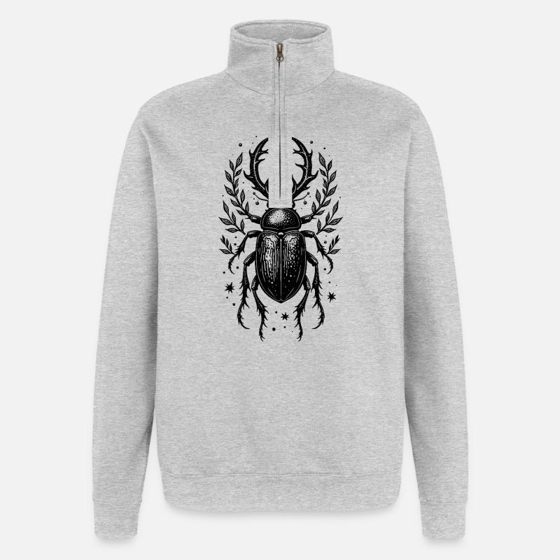 Laurel Crest Emblem Shield - Quarter-Zip Sweatshirt - heather grey