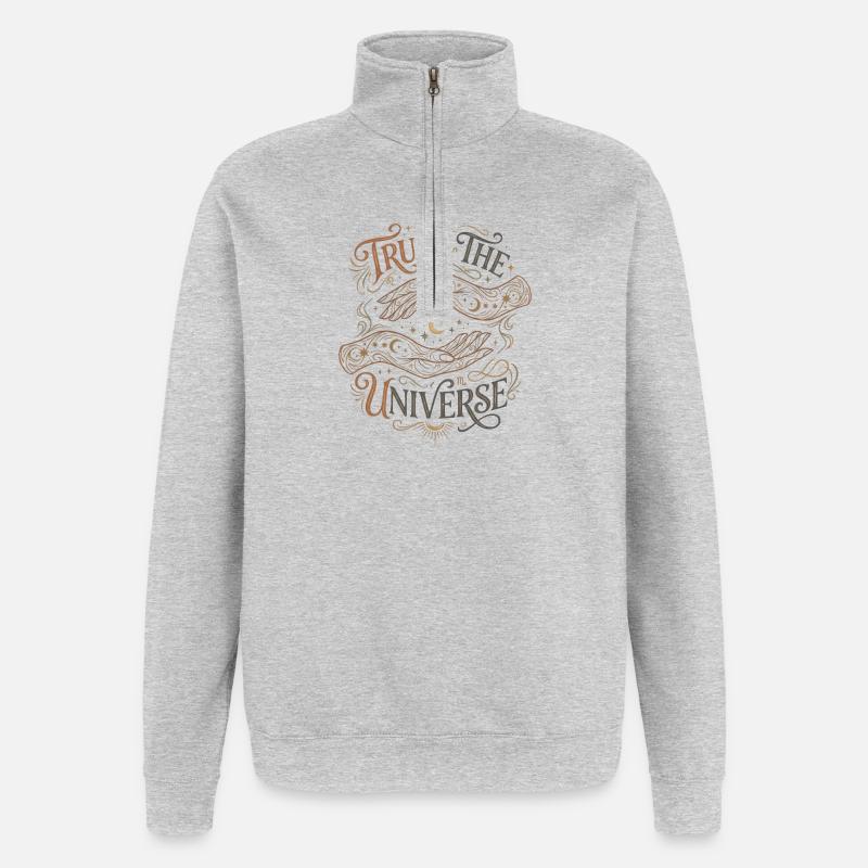 Confiance dans l’univers - Sweat à zip 1/4 - gris chiné