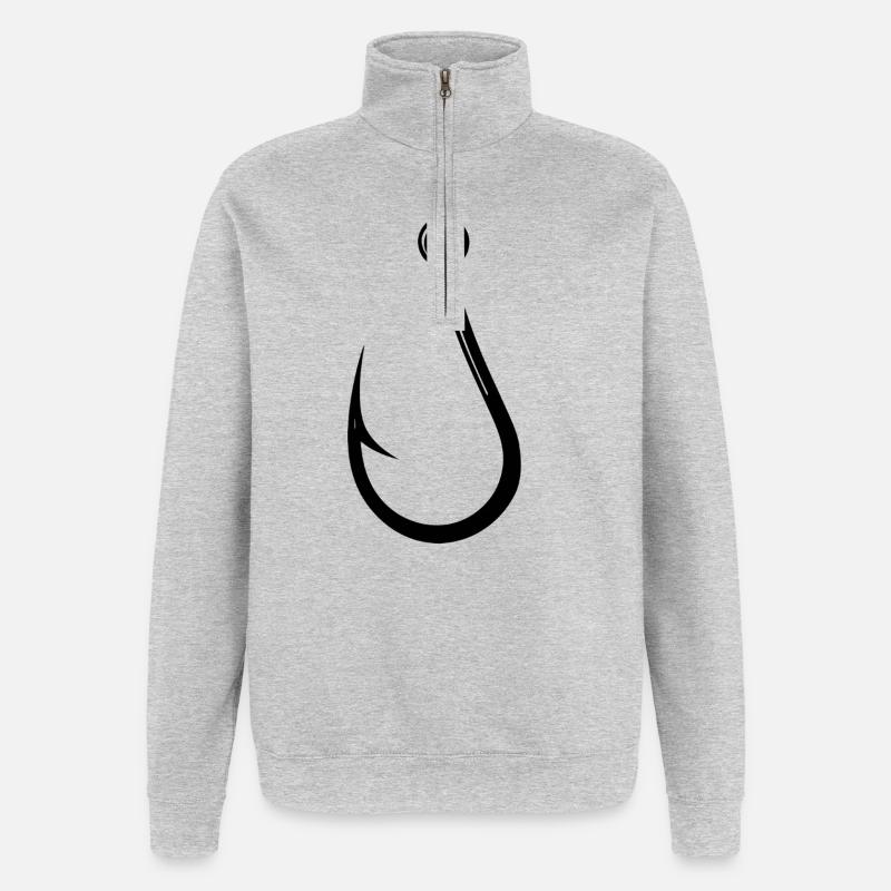 Fish hook - Quarter-Zip Sweatshirt - heather grey