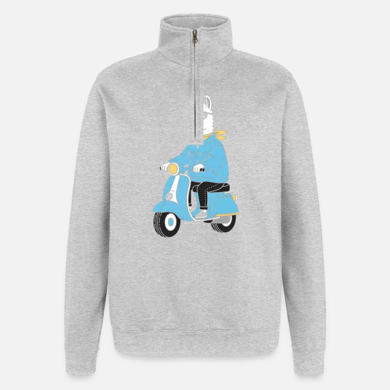Trottinette en denim Lama - Sweat à zip 1/4 - gris chiné