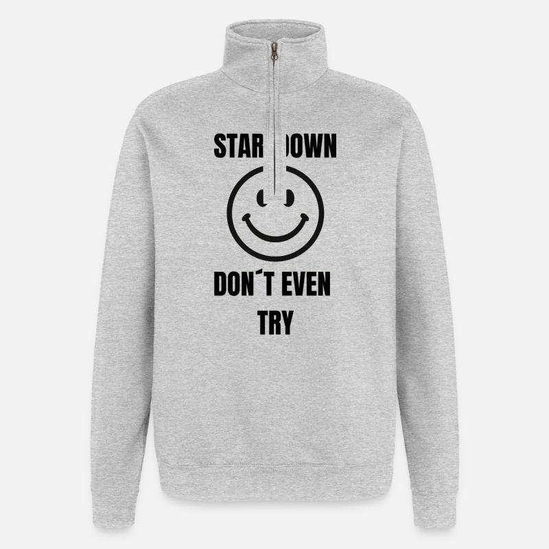 Staredown Smile– Don't Even Try - Quarter-Zip-Sweatshirt - Grau meliert